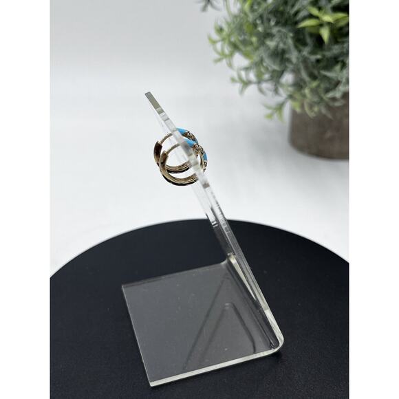 Blue Turquoise Pave Crystal CZ Gold Vermeil 925 Small Huggie Hoops‎ - Picture 4 of 15